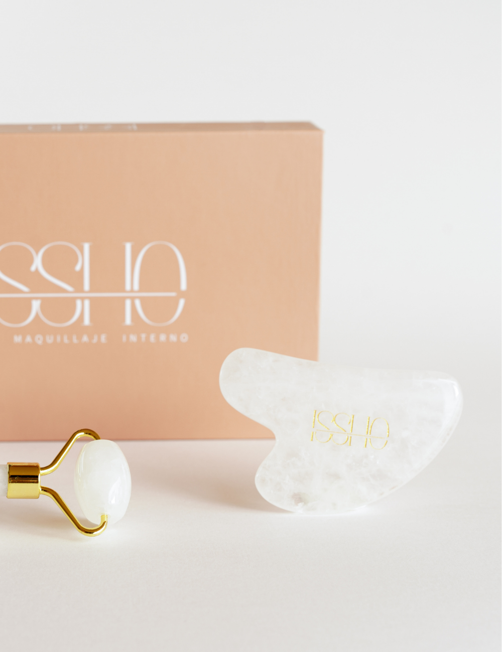 Set de Rodillo y Gua Sha ISSHO® de Jade Blanco - Armonía