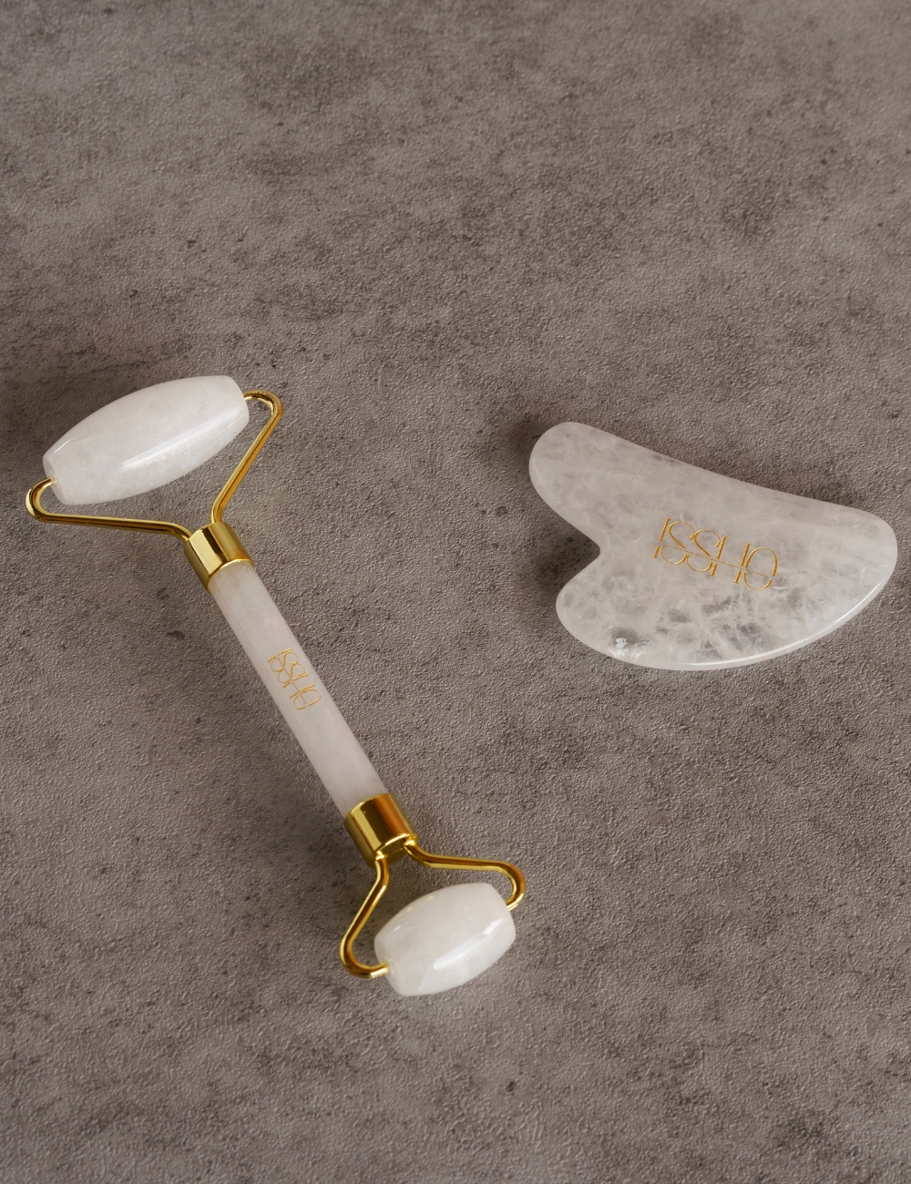 Set de Rodillo y Gua Sha ISSHO® de Jade Blanco - Armonía