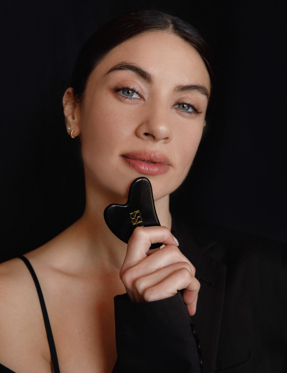Set de Rodillo y Gua Sha ISSHO® de Obsidiana - Equilibrio