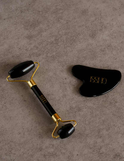Set de Rodillo y Gua Sha ISSHO® de Obsidiana - Equilibrio